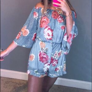 charlotte russe floral off-shoulder romper